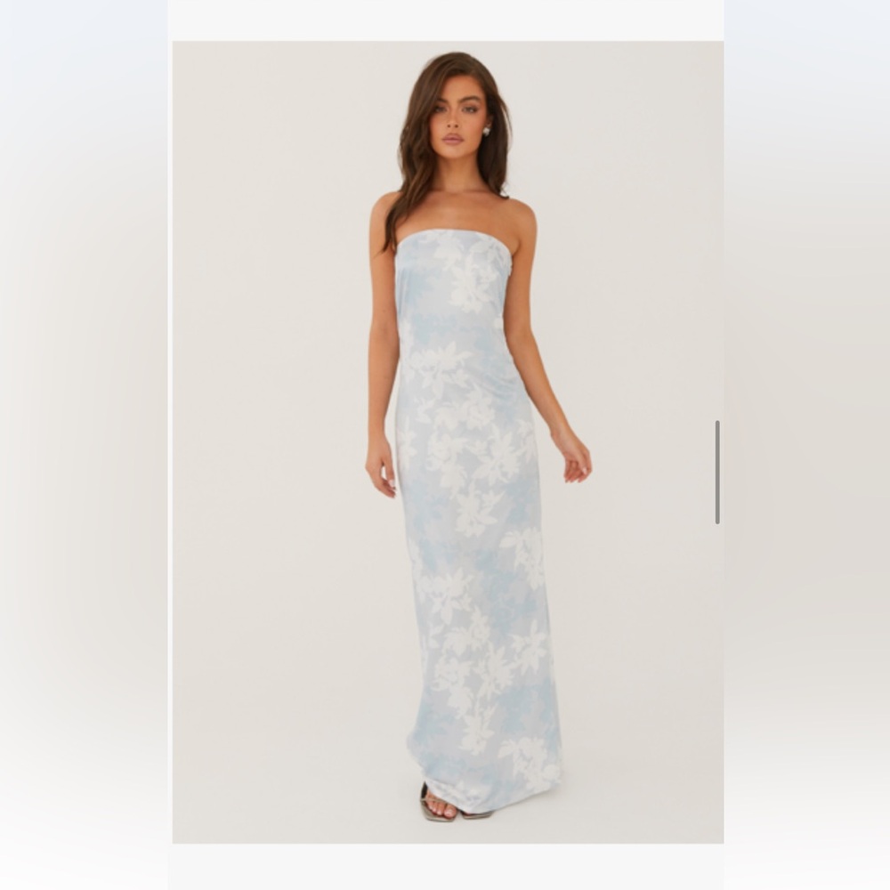 Peppermayo Strapless Blue and White Dress NWT